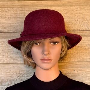 Tilley Casablanca Burgundy Wool Felt Hat With Hidden Earflaps